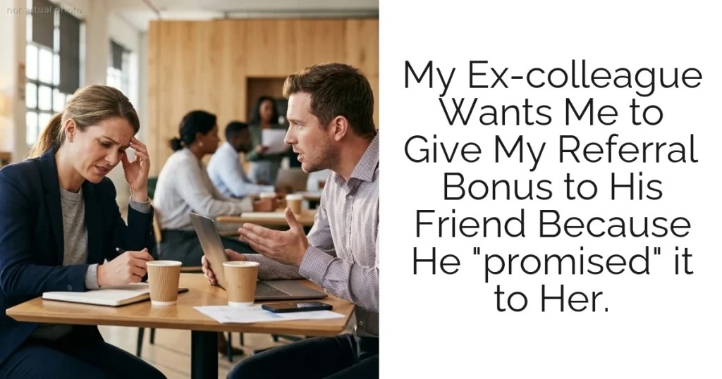 My Ex-colleague Wants Me to Give My Referral Bonus to His Friend Because He "promised" it to Her.