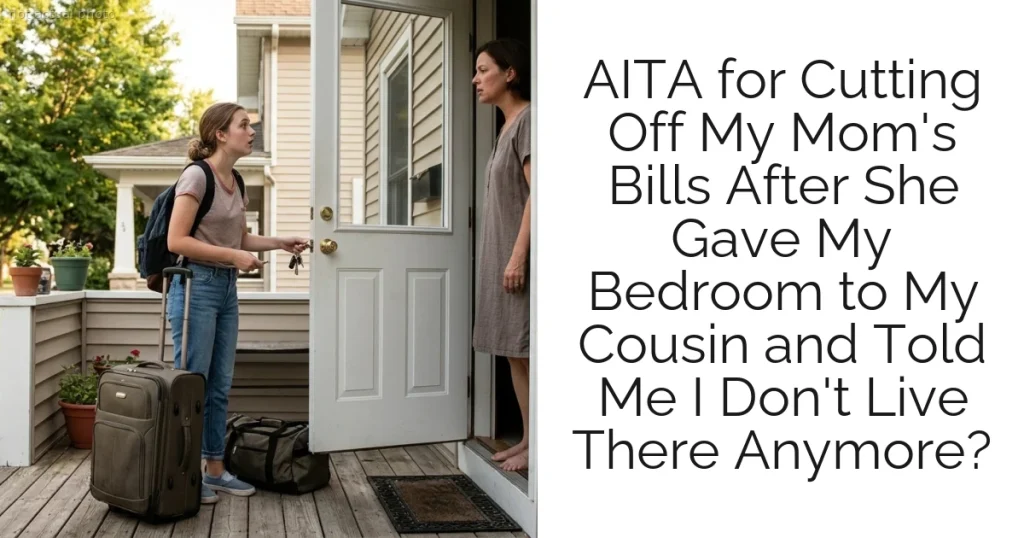 AITA for Cutting Off My Mom's Bills After She Gave My Bedroom to My Cousin and Told Me I Don't Live There Anymore?
