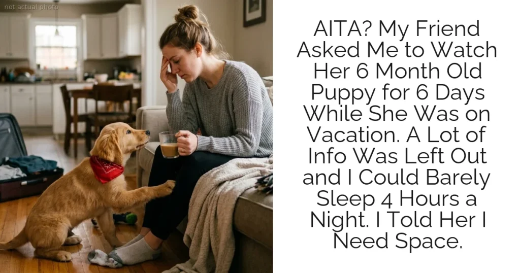 AITA? My Friend Asked Me to Watch Her 6 Month Old Puppy for 6 Days While She Was on Vacation. A Lot of Info Was Left Out and I Could Barely Sleep 4 Hours a Night. I Told Her I Need Space.