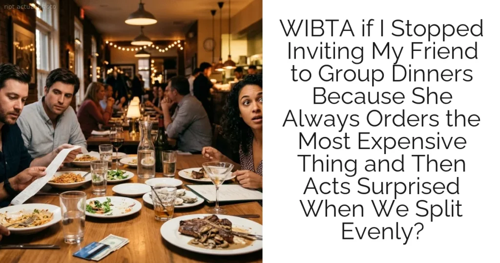 WIBTA if I Stopped Inviting My Friend to Group Dinners Because She Always Orders the Most Expensive Thing and Then Acts Surprised When We Split Evenly?