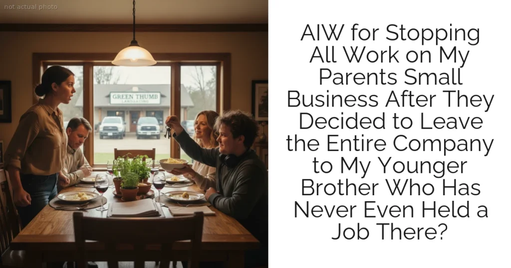 AIW for Stopping All Work on My Parents Small Business After They Decided to Leave the Entire Company to My Younger Brother Who Has Never Even Held a Job There?