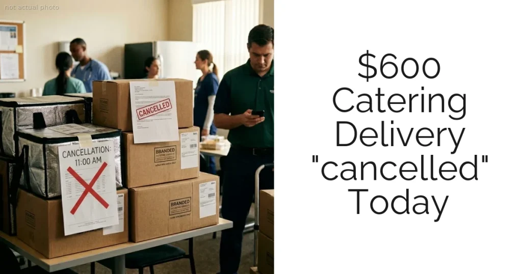 $600 Catering Delivery "cancelled" Today
