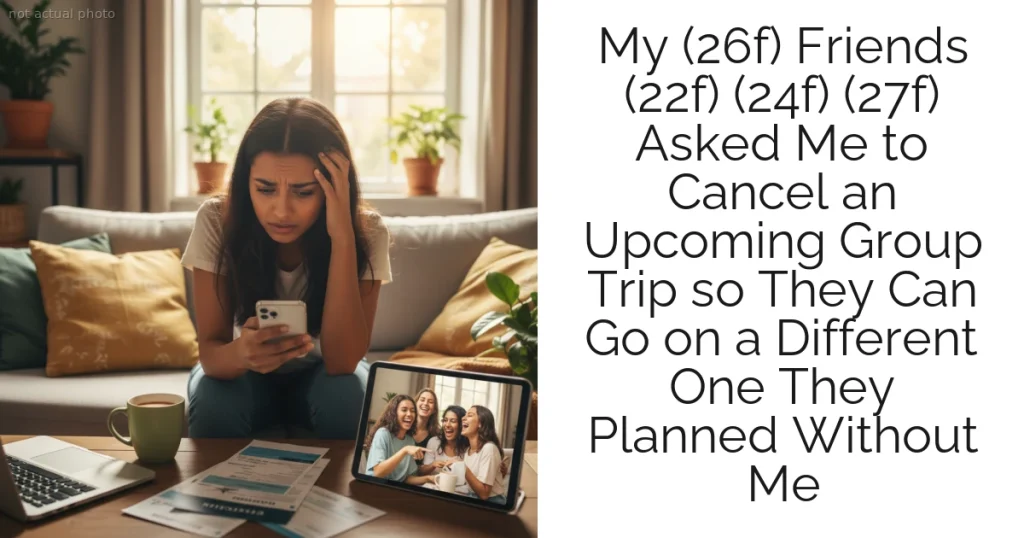 My (26f) Friends (22f) (24f) (27f) Asked Me to Cancel an Upcoming Group Trip so They Can Go on a Different One They Planned Without Me