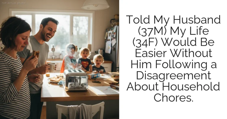 Told My Husband (37M) My Life (34F) Would Be Easier Without Him Following a Disagreement About Household Chores.