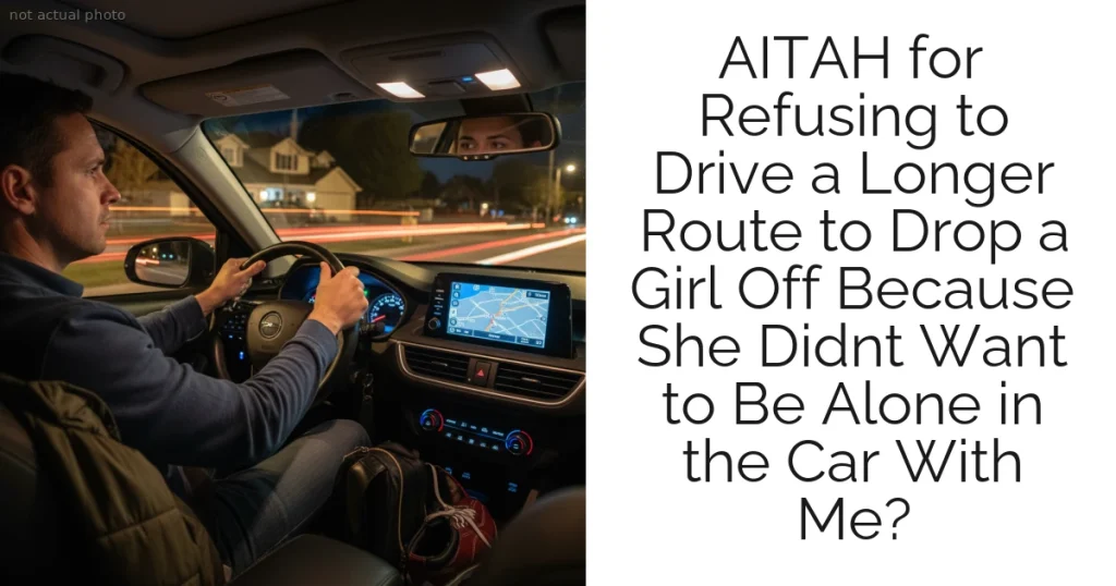 AITAH for Refusing to Drive a Longer Route to Drop a Girl Off Because She Didnt Want to Be Alone in the Car With Me?