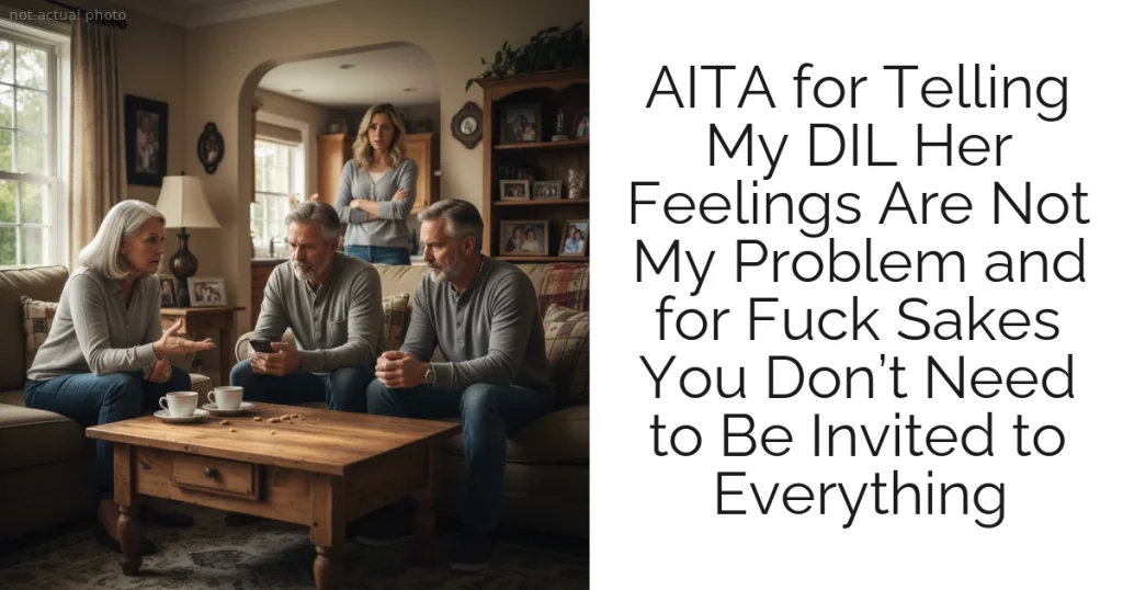 AITA for Telling My DIL Her Feelings Are Not My Problem and for Fuck Sakes You Don’t Need to Be Invited to Everything