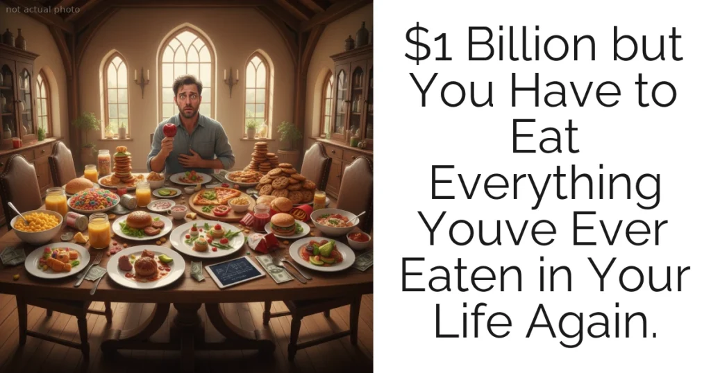 $1 Billion but You Have to Eat Everything Youve Ever Eaten in Your Life Again.