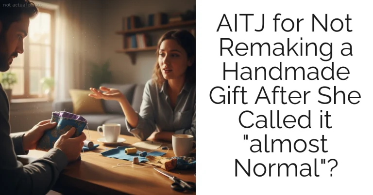 AITJ for Not Remaking a Handmade Gift After She Called it "almost Normal"?