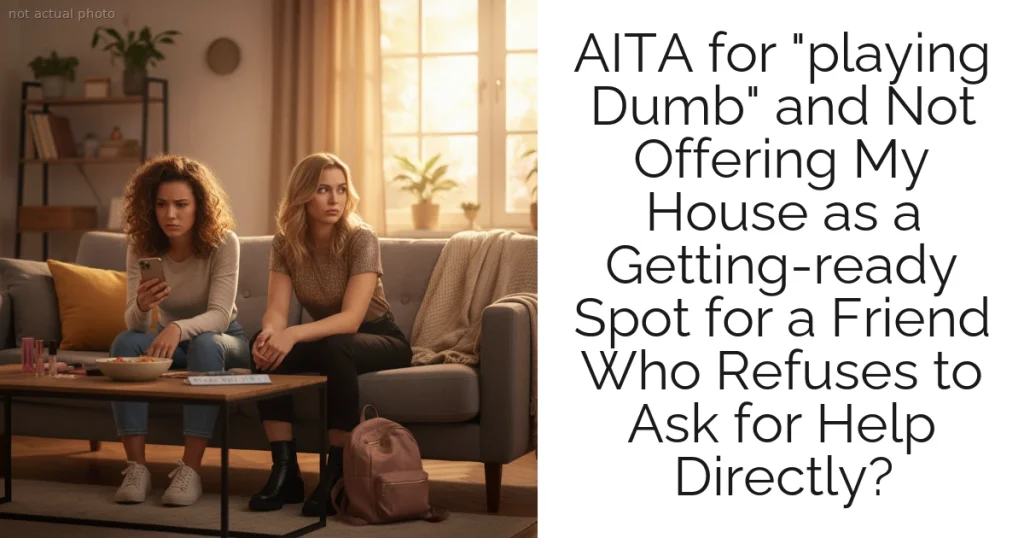 AITA for "playing Dumb" and Not Offering My House as a Getting-ready Spot for a Friend Who Refuses to Ask for Help Directly?