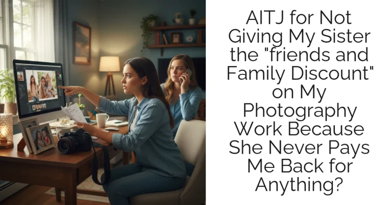 AITJ for Not Giving My Sister the "friends and Family Discount" on My Photography Work Because She Never Pays Me Back for Anything?