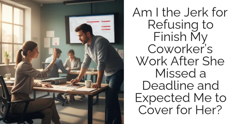 Am I the Jerk for Refusing to Finish My Coworker’s Work After She Missed a Deadline and Expected Me to Cover for Her?