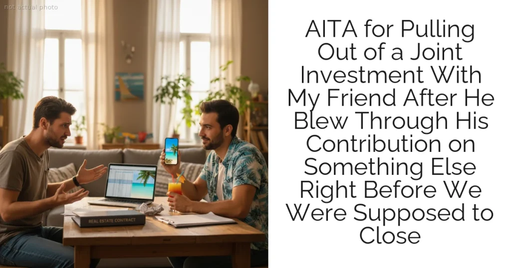 AITA for Pulling Out of a Joint Investment With My Friend After He Blew Through His Contribution on Something Else Right Before We Were Supposed to Close