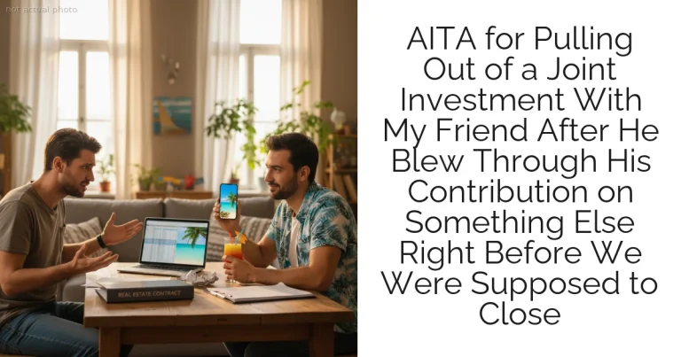 AITA for Pulling Out of a Joint Investment With My Friend After He Blew Through His Contribution on Something Else Right Before We Were Supposed to Close