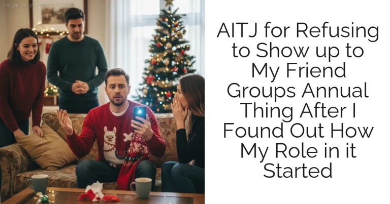 AITJ for Refusing to Show up to My Friend Groups Annual Thing After I Found Out How My Role in it Started