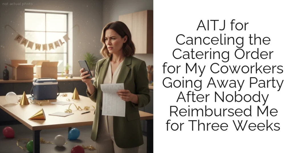 AITJ for Canceling the Catering Order for My Coworkers Going Away Party After Nobody Reimbursed Me for Three Weeks