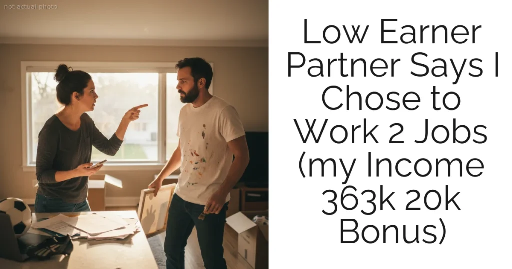 Low Earner Partner Says I Chose to Work 2 Jobs (my Income 363k 20k Bonus)