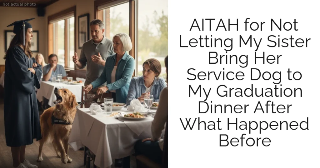 AITAH for Not Letting My Sister Bring Her Service Dog to My Graduation Dinner After What Happened Before