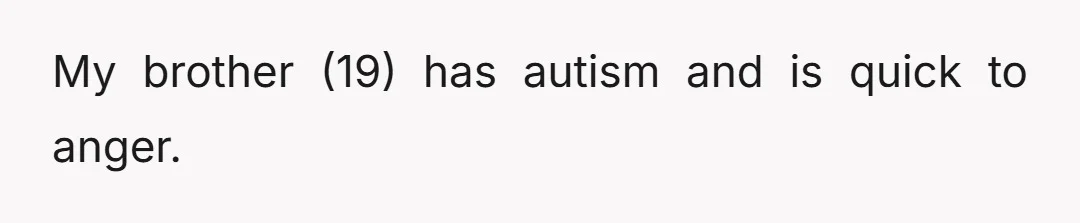 My brother (19) has autism and is quick to anger.