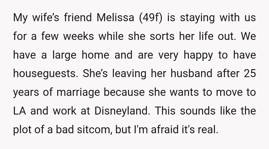 My wife’s friend Melissa (49f) is staying with us for a few weeks while she sorts her life out. We have a large home and are very happy to have...