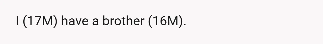 I (17M) have a brother (16M).