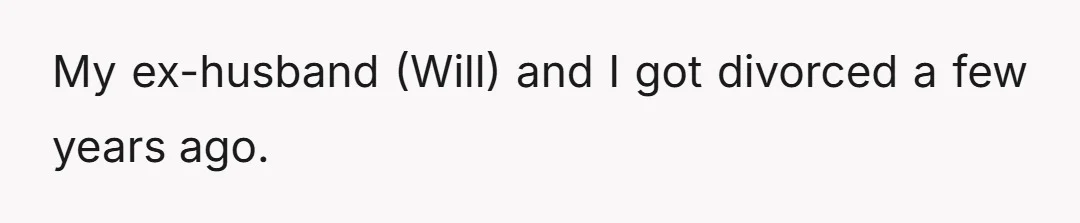 My ex-husband (Will) and I got divorced a few years ago.