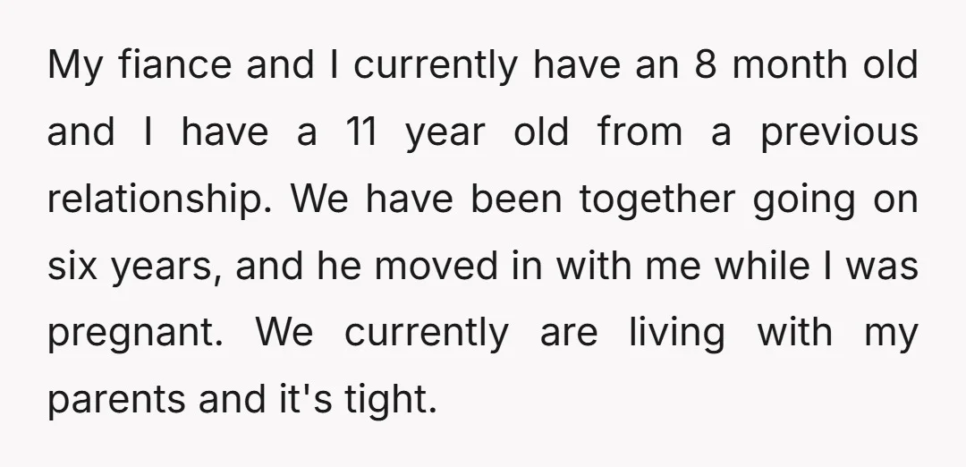 My fiance and I currently have an 8 month old and I have a 11 year old from a previous relationship. We have been together going on six years, and...