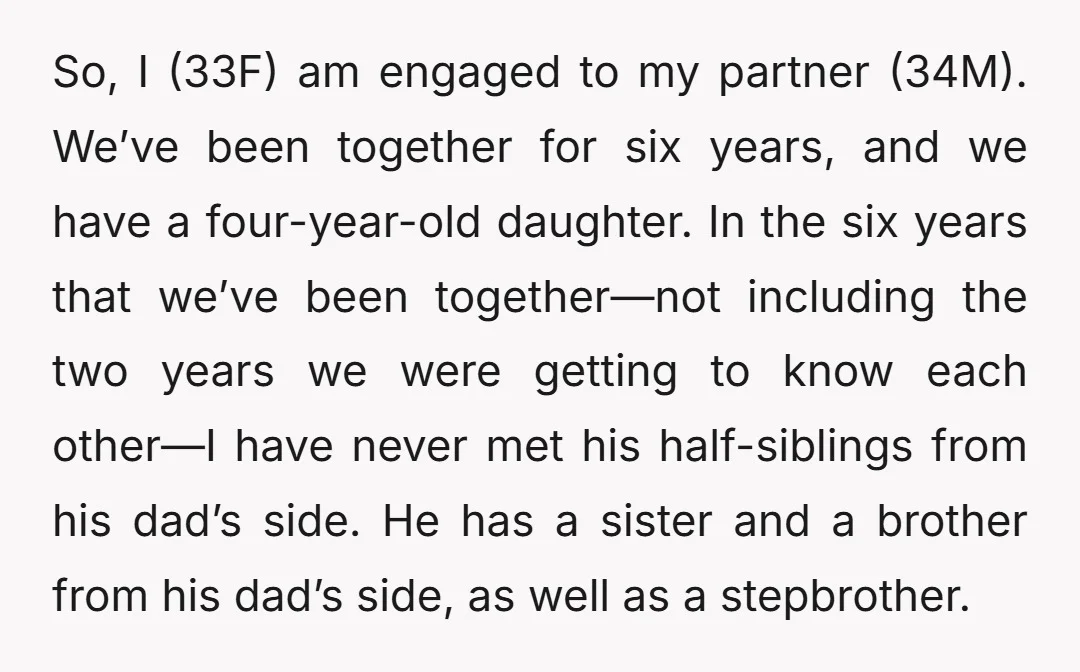So, I (33F) am engaged to my partner (34M). We’ve been together for six years, and we have a four-year-old daughter. In the six years that we’ve been together—not including...