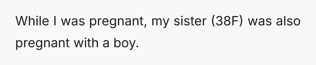 While I was pregnant, my sister (38F) was also pregnant with a boy.