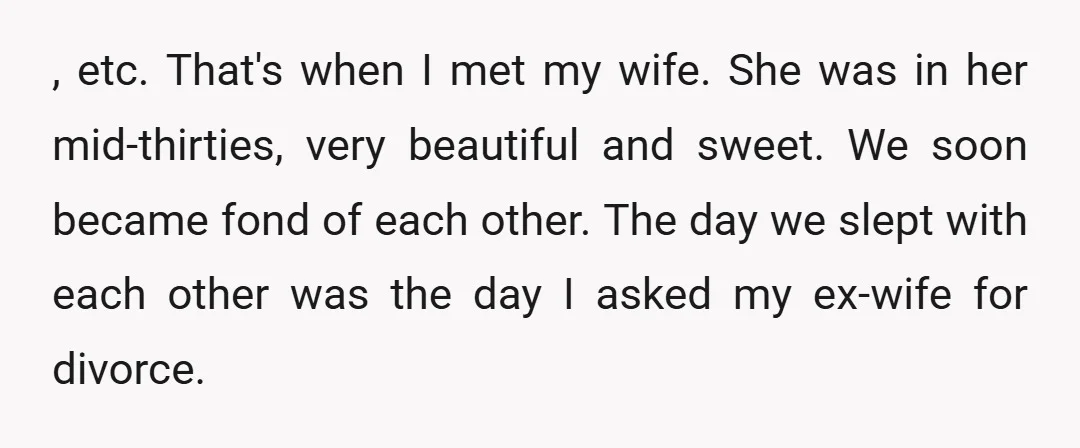 , etc. That's when I met my wife. She was in her mid-thirties, very beautiful and sweet. We soon became fond of each other. The day we slept with each...