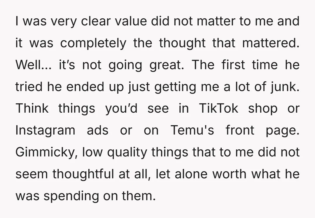 I was very clear value did not matter to me and it was completely the thought that mattered. Well… it’s not going great. The first time he tried he ended...