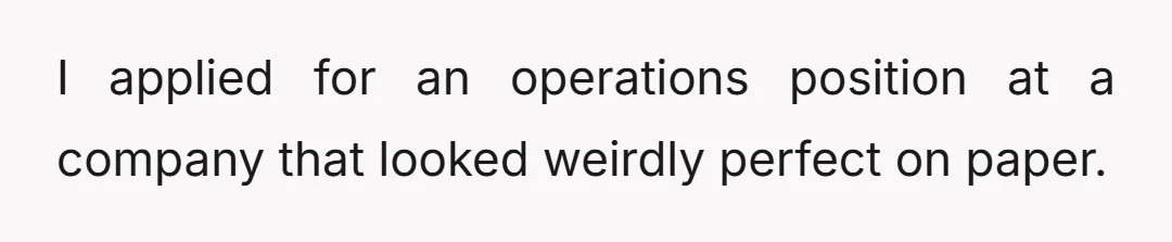 I applied for an operations position at a company that looked weirdly perfect on paper.