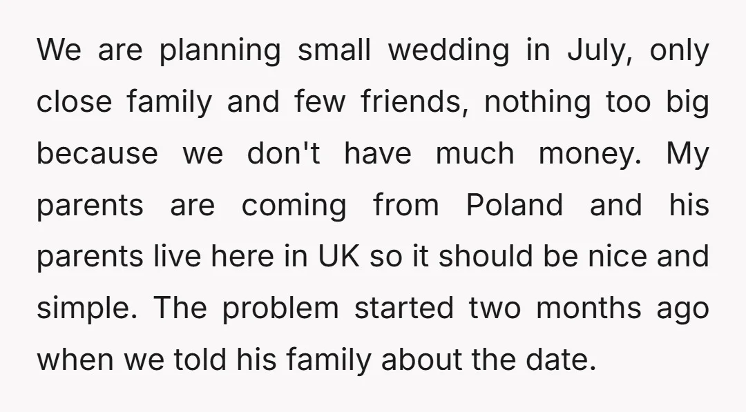 We are planning small wedding in July, only close family and few friends, nothing too big because we don't have much money. My parents are coming from Poland and his...