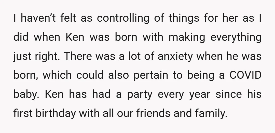 I haven’t felt as controlling of things for her as I did when Ken was born with making everything just right. There was a lot of anxiety when he was...