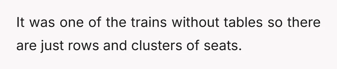 It was one of the trains without tables so there are just rows and clusters of seats.