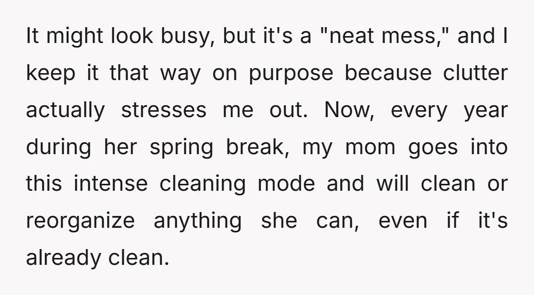 It might look busy, but it's a "neat mess," and I keep it that way on purpose because clutter actually stresses me out. Now, every year during her spring break,...