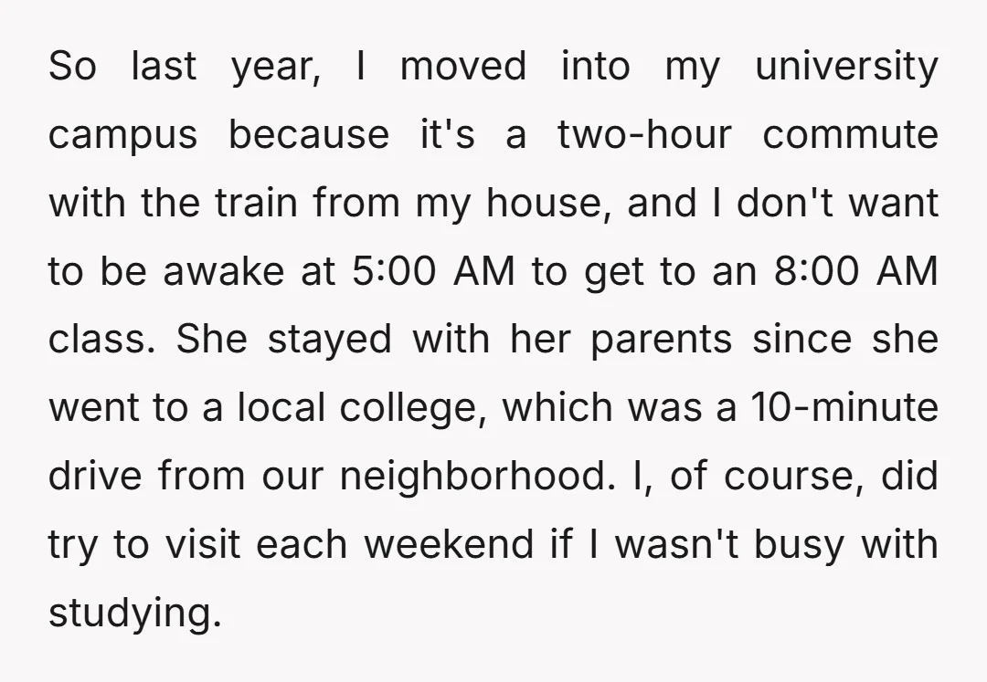 So last year, I moved into my university campus because it's a two-hour commute with the train from my house, and I don't want to be awake at 5:00 AM...