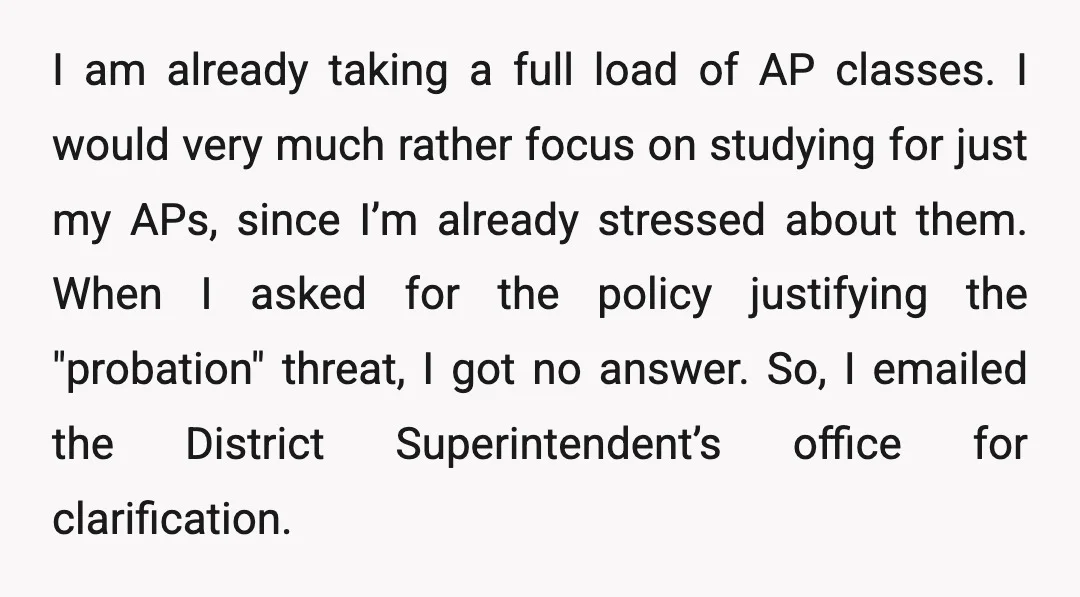 I am already taking a full load of AP classes. I would very much rather focus on studying for just my APs, since I’m already stressed about them. When I...