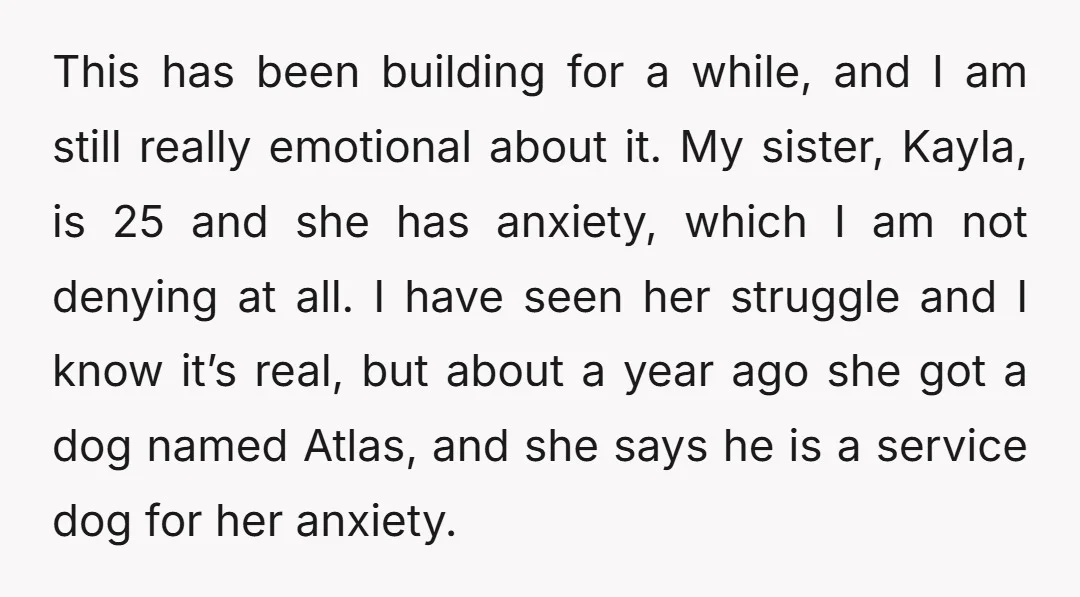 This has been building for a while, and I am still really emotional about it. My sister, Kayla, is 25 and she has anxiety, which I am not denying at...