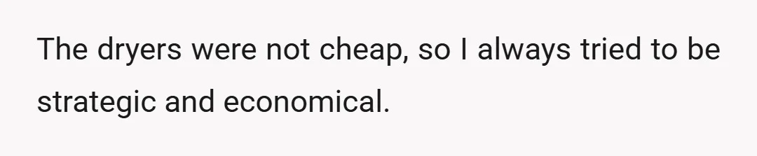 The dryers were not cheap, so I always tried to be strategic and economical.