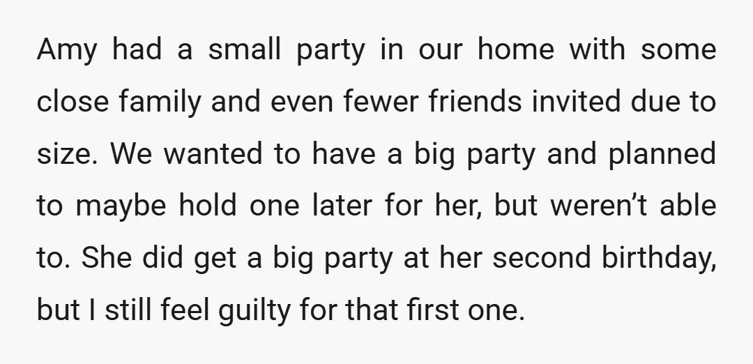 Amy had a small party in our home with some close family and even fewer friends invited due to size. We wanted to have a big party and planned to...