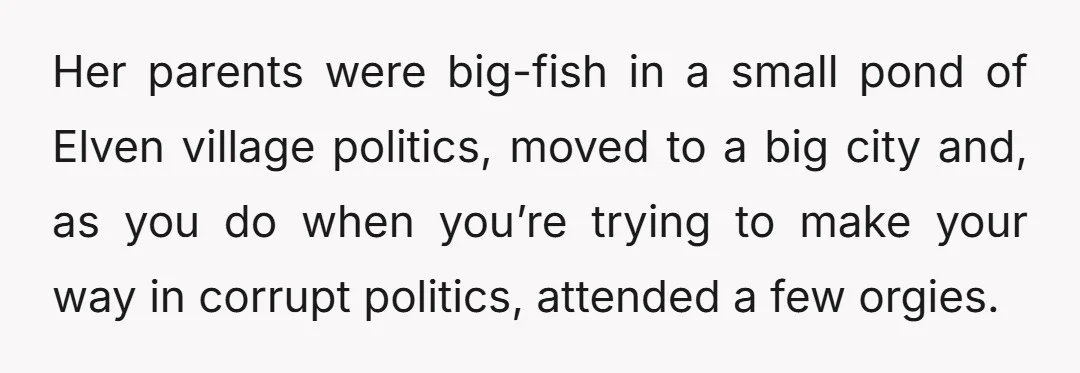 Her parents were big-fish in a small pond of Elven village politics, moved to a big city and, as you do when you’re trying to make your way in corrupt...