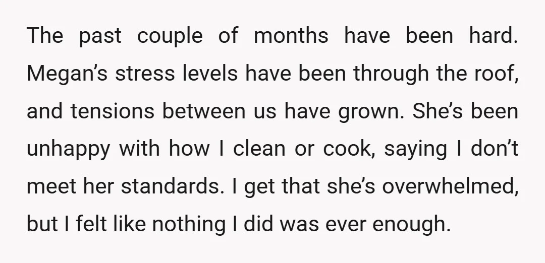 The past couple of months have been hard. Megan’s stress levels have been through the roof, and tensions between us have grown. She’s been unhappy with how I clean or...