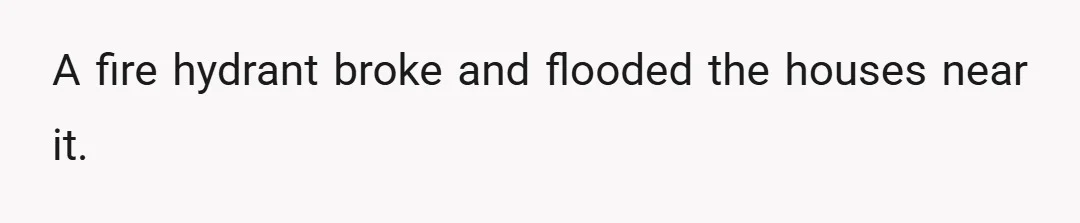 A fire hydrant broke and flooded the houses near it.