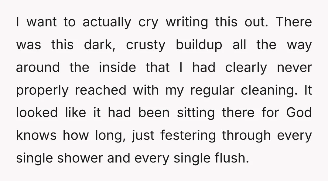 I want to actually cry writing this out. There was this dark, crusty buildup all the way around the inside that I had clearly never properly reached with my regular...