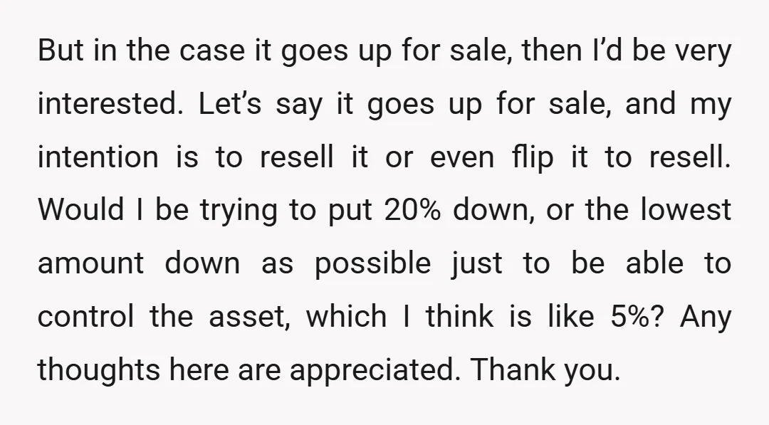 But in the case it goes up for sale, then I’d be very interested. Let’s say it goes up for sale, and my intention is to resell it or even...