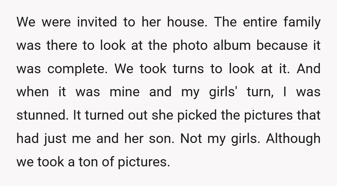 We were invited to her house. The entire family was there to look at the photo album because it was complete. We took turns to look at it. And when...
