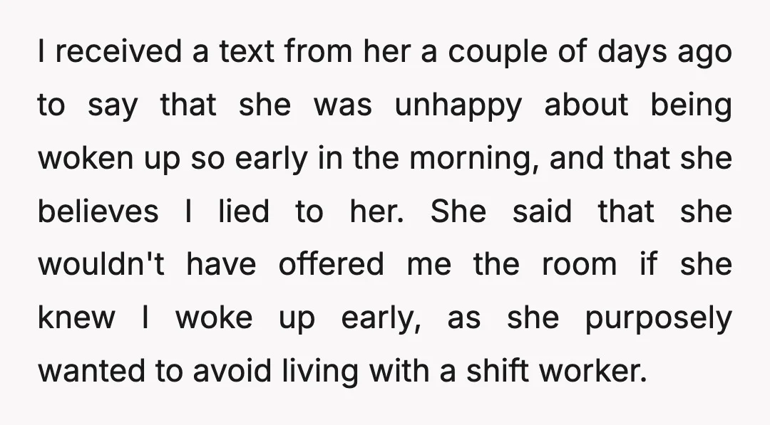 I received a text from her a couple of days ago to say that she was unhappy about being woken up so early in the morning, and that she believes...