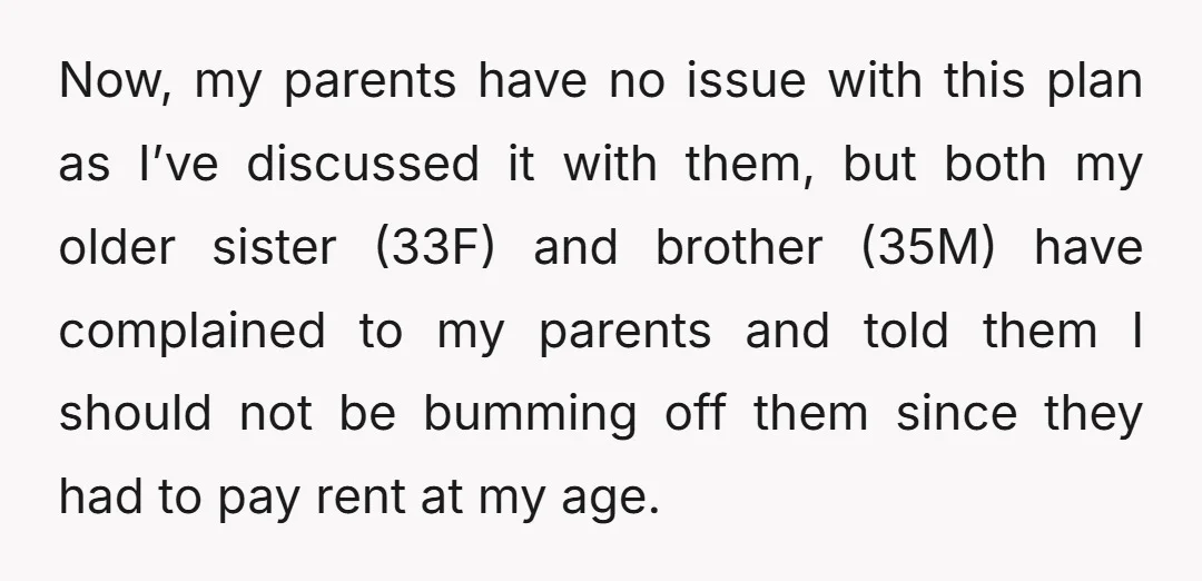 Now, my parents have no issue with this plan as I’ve discussed it with them, but both my older sister (33F) and brother (35M) have complained to my parents and...
