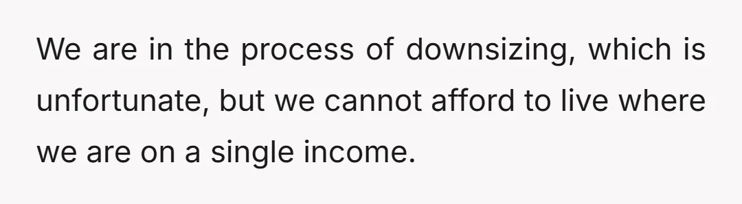 We are in the process of downsizing, which is unfortunate, but we cannot afford to live where we are on a single income.
