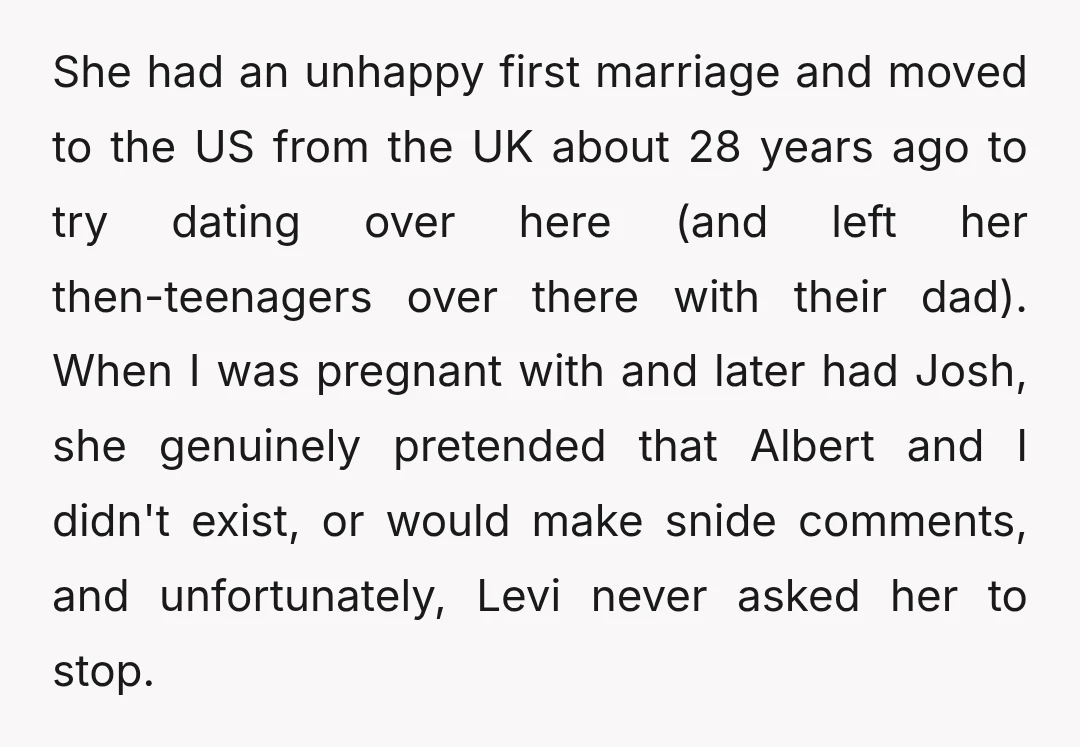 His widow is Christina (69F), who has always been very bossy and rude. She will do favors for people they didn't ask for and be annoyed at them when they...